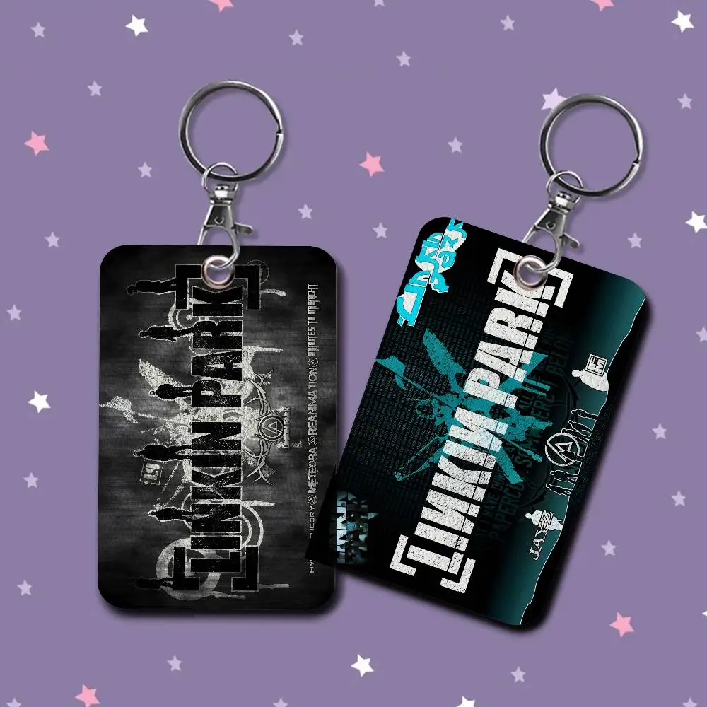 Rock Band L-Linkin Park Portachiavi per carte di cartoni animati Anime Borsa con ciondolo alla moda Porta d'identità Custodia per carte Bus Card Regalo di compleanno per adulti carino