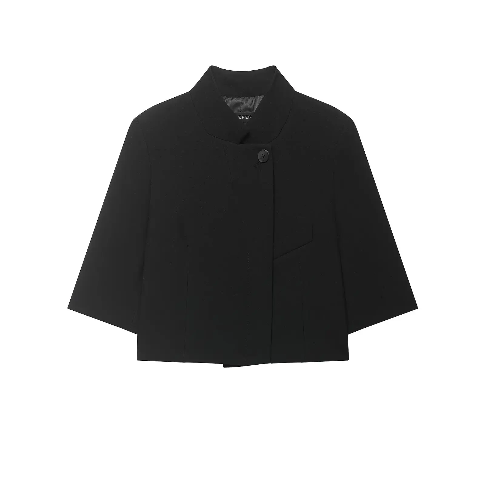 HH Damen Minimalistischer Stehkragen Crop-Blazer Halber Ärmel Asymmetrische Knopfleiste Kurze Jacke Frühling Sommer Business Casual Wear – Detail 18