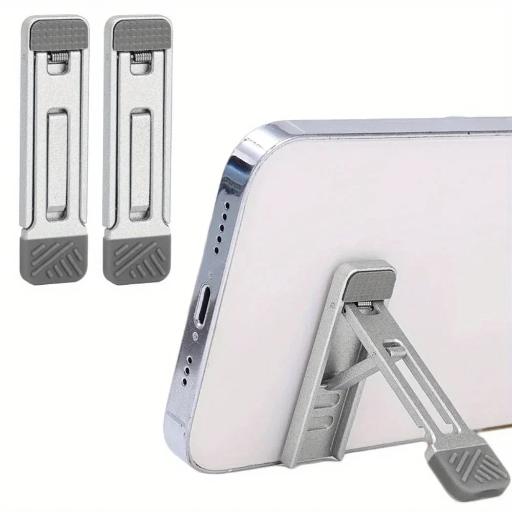 2Pcs Mini Invisible Mobile Phone Stand Self-adhesive Metal Bracket For iPad iPhone 15 Samsung Adjustable Folding Kickstand