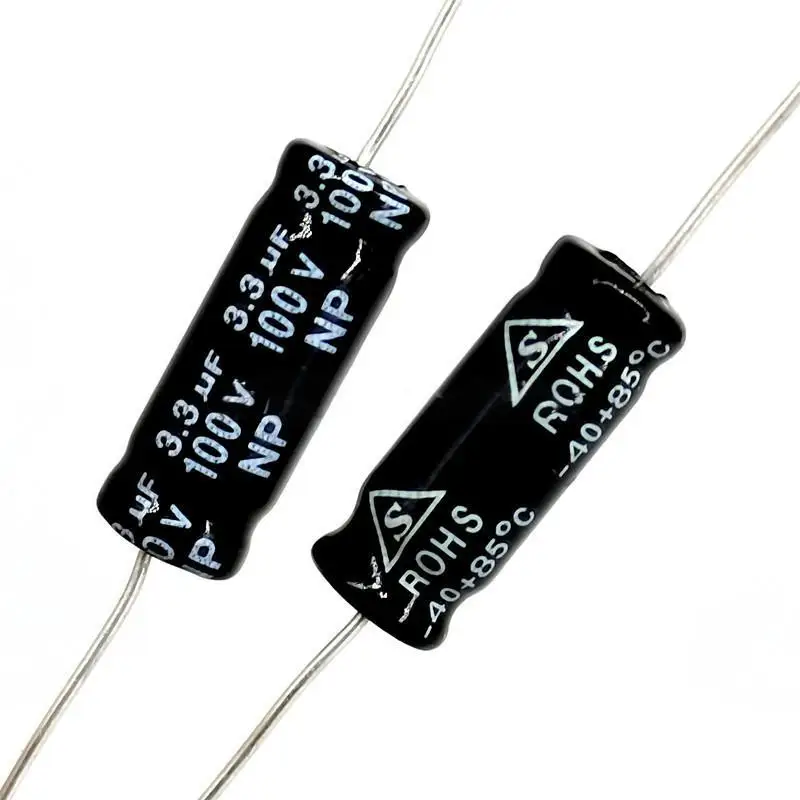 10PCS 1/2.2/3.3/4.7/6.8/10μF 100V Bipolar Non-Polar Axial Horizontal Electrolytic Tweeter Crossover Capacitor 12/15/18/22/33UF