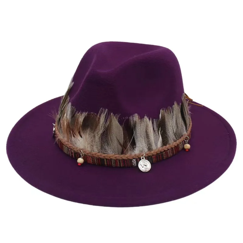 A stylish western cowboy hat with different color feather accessories for bachelorette parties, beach parties, cruise parties