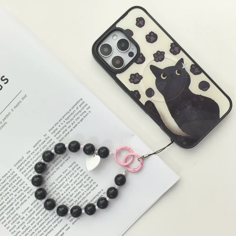 

Чехол для iPhone 16 Pro 15 Pro Max, 1 шт., чехол + 1 шт., задняя панель + 1 шт., браслет для женщин, съемный магнитный Magsafe ​ Женский чехол