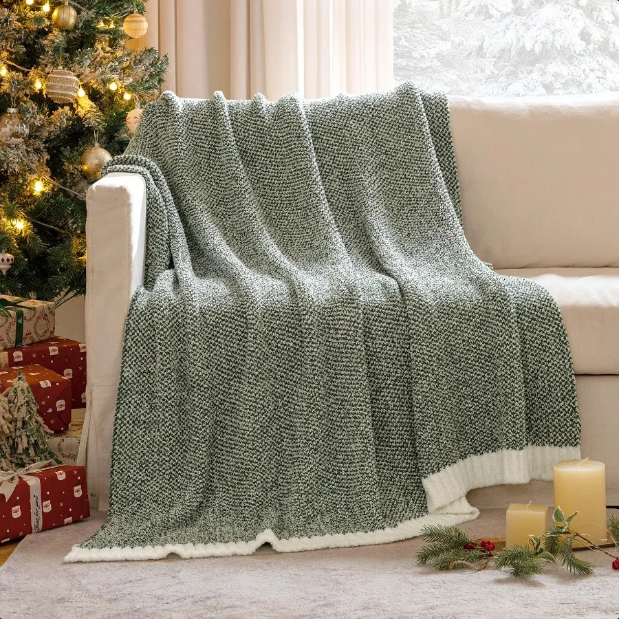 

Christmas Green er Soft Throw Blanket for Couch Cozy Fluffy Warm Throws Knit Blankets for Sofa Bed Chair Living Room Camping Pi