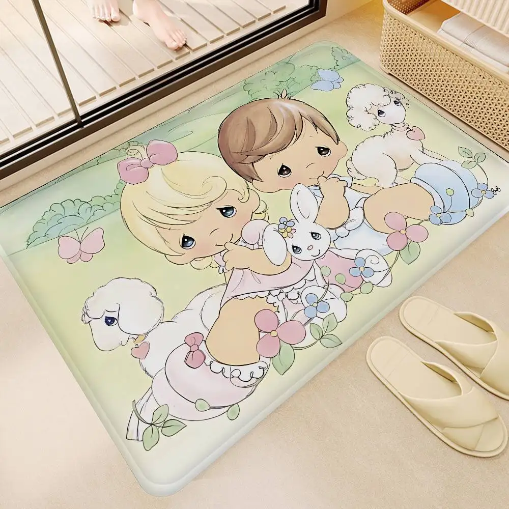 Precious Moments Cute Floor Mat Non-Slip Laundry Room Mat Laundry Decor Balcony Child Living Room Bedside Mats