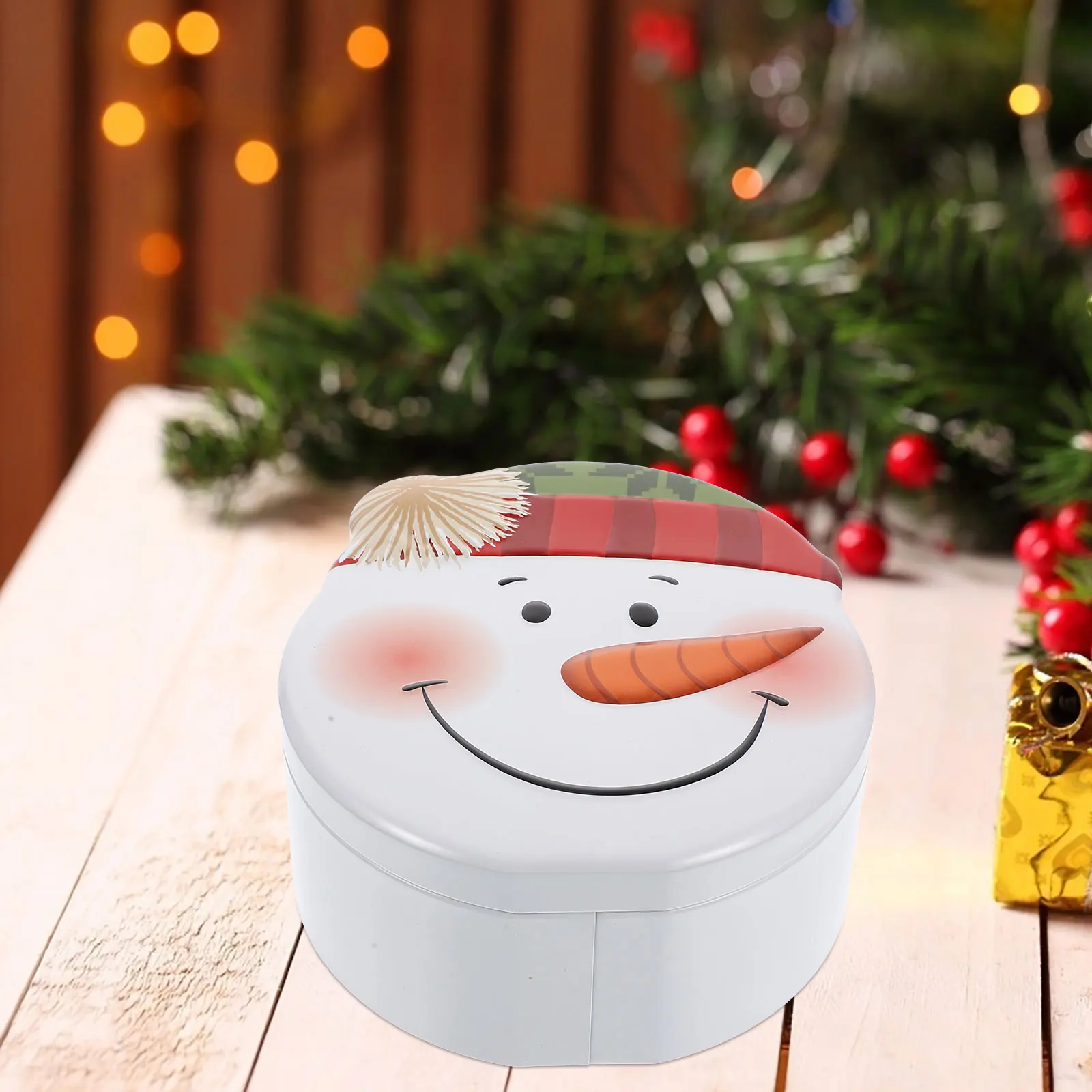 

Christmas C Tin Metal Container Exquisite Lovely Patterns Suitable Decoration Xmas Theme Storage Box Portable