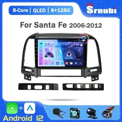 Hyundai santa fe 2 2006-2012 androidのカーラジオgpsナビゲーション2 din 4グラムマルチメディアビデオプレーヤーdvd carplayステレオヘッドユニット