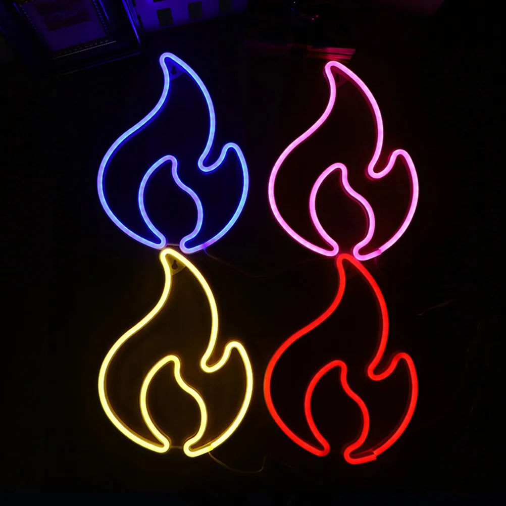 

1 шт. светодиодный декоративный светильник с пламенем, вечерние атмосферы, спальня, офис, подвесное украшение для бара, пластиковый светящийся неоновый свет, теплый