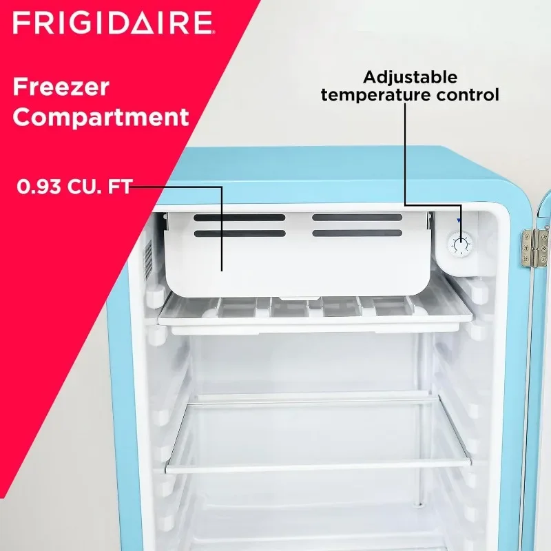 FRIGIDAIRE EFR372-BLUE Mini geladeira premium de canto arredondado compacto retrô azul de 3,2 pés cúbicos