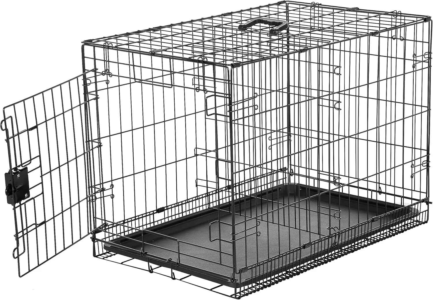 

USA Durable, Foldable Metal Wire Dog Crate with Tray, Single Door, 30 x 19 x 21 Inches, Black