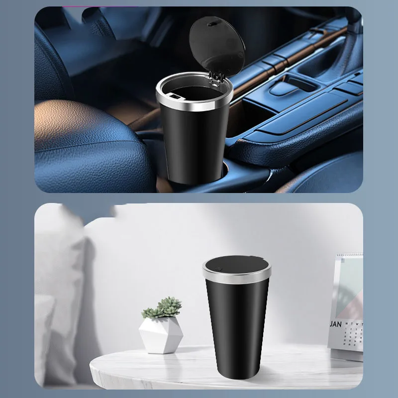 

Car Trash Can Waterproof Cup Storage Box Mini Multi-Functional Push-To-Open Lid Organizer for Car Center Console