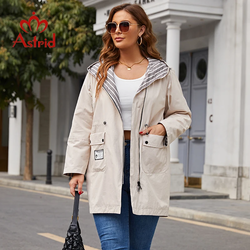 Astrid-Casaco com capuz feminino, jaqueta plus size, quebra-vento, sobretudo casual, casacos femininos, primavera, novo, 2022, AS-20110