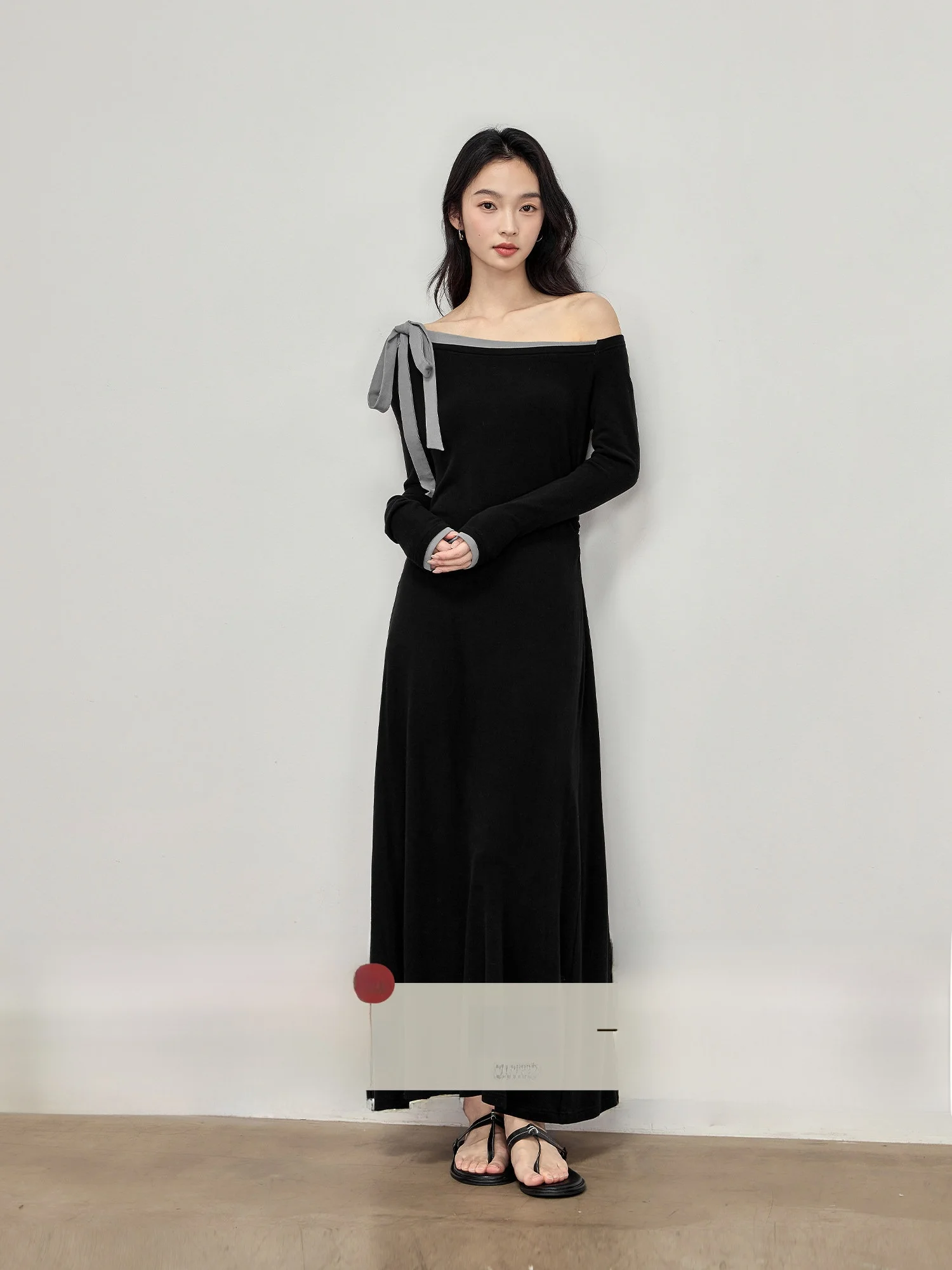 

Bla Knitted Long Dr Color Blo oulder Design Svel Slim Fit Casual Spring Autumn Women's Dr by Rising orties