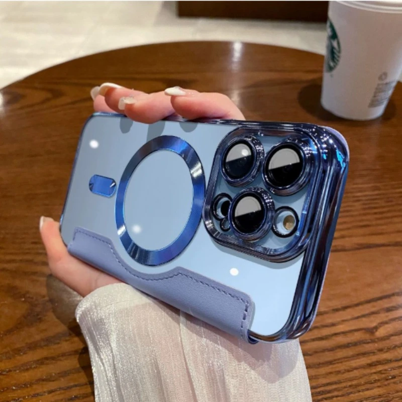 

Suitable for iPhone 16 Flip Card Insert Phone Case 15promax Magnetic Suction 14pro Lens Film 13 All Inclusive Protective Cover