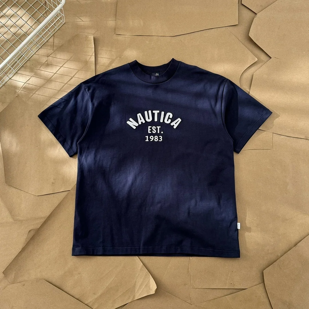 العلامة التجارية الصيفية الجديدة NAUTICAT من اليابان وكوريا الجنوبية هي تي شيرت قطني مطبوع بأكمام قصيرة للرجال والنساء #2