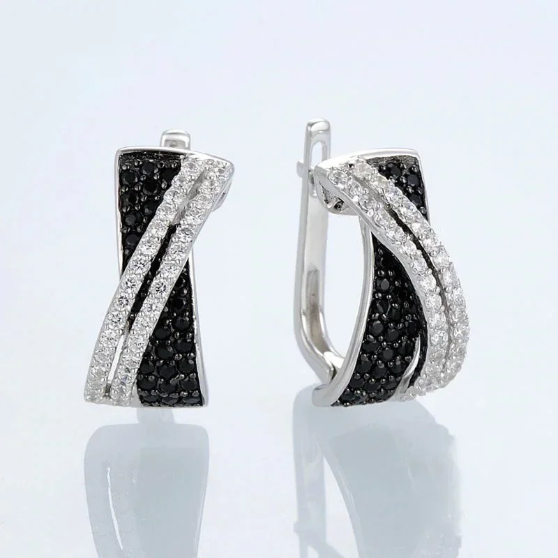 High End Exquisite Cross Fashion Zircon Earrings, South Korea East Gate Temperament  Ear Buckle, Unique Design Earrings