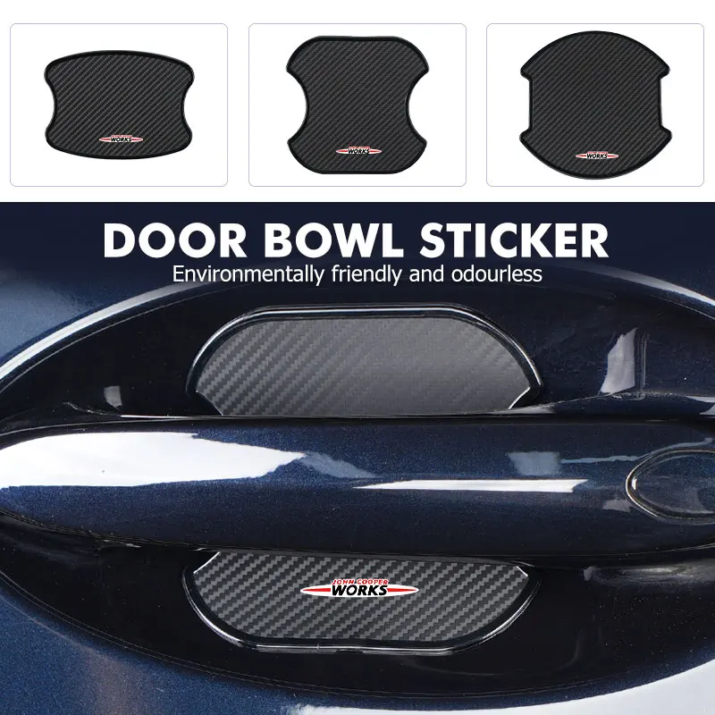 

4PCS Car Door Handle Anti Scratch Protector Carbon Fiber Stickers Collision For MINI R56 F54 F57 R70 JCW F60 F55 John Cooper
