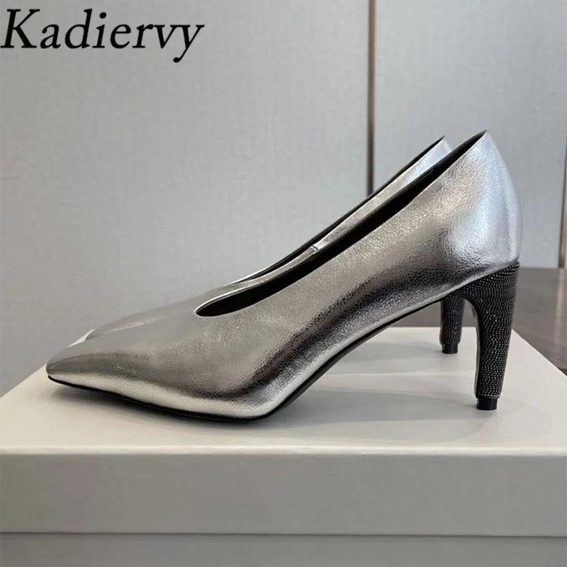 

High Quality Women Pumps Square Toe Slip-on Suede Leather Runway Shoes Woman String Bead High Heels Women's Shoes Zapatos Mujer