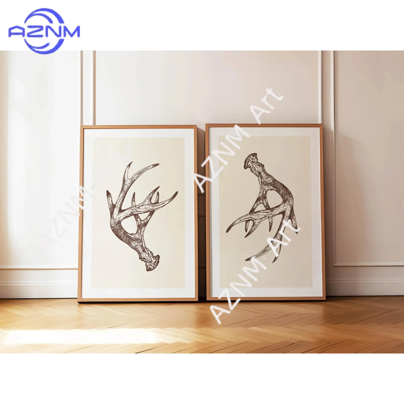 1/2 Stück Retro Hirschgeweih-Drucke Outdoor-Kunst Hirschgeweih-Poster Natur-Wandbilder Heim- und Bürodekoration Natur-Wandkunst Geschenk