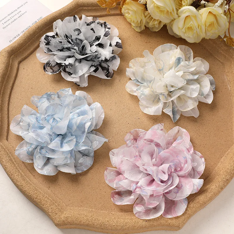 1pcs Bright Girl Light Spring Series Two-color Veil Rose Chamrs DIY Grab Clip Headgear Corsage Clothing Flower Accessories