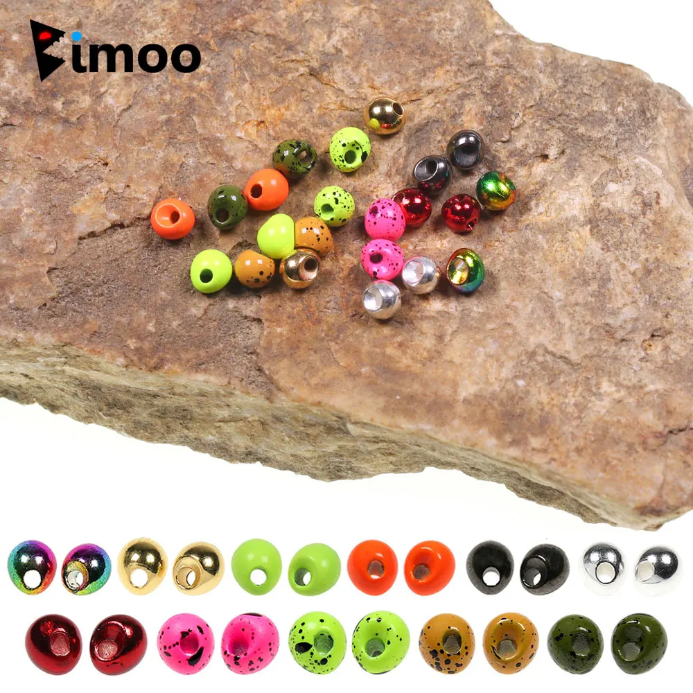 Bimoo 20pcs 2.3-3.8mm Offset Tungsten Beads Fly Tying Material Fast Sink Drop Shape Jig Off Beads For Wet Jig Nymph Scuds Shrimp