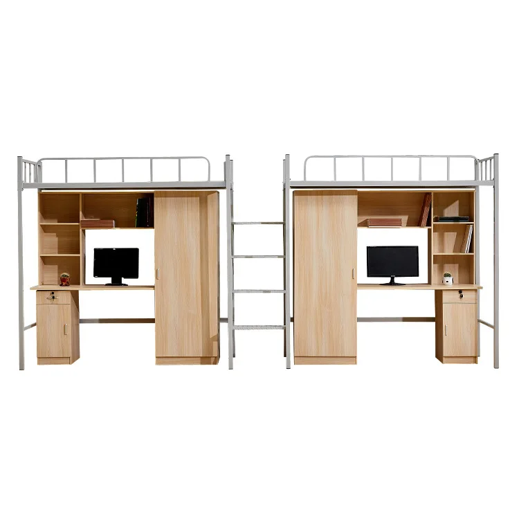 College dormitory upper bed and lower table combination bed staff dormitory raised bed home small apartment