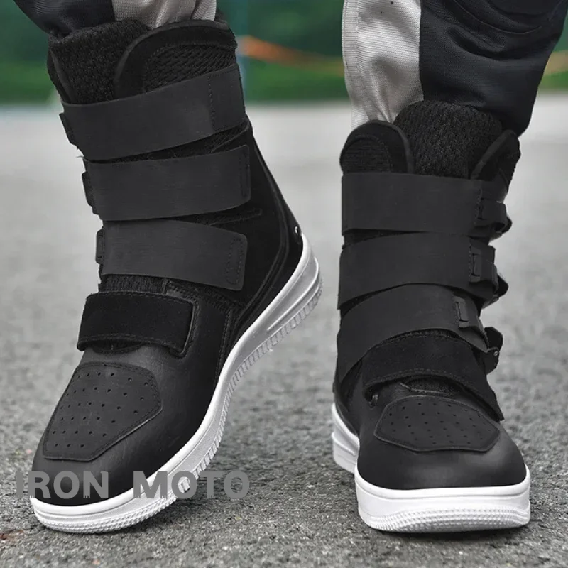 Men's Motorcycle Shoes Motocross Boots Motobike Riding Shoes Mid Upper with Gear Shift Rubber Soles Anti Slip Wear-Resistant