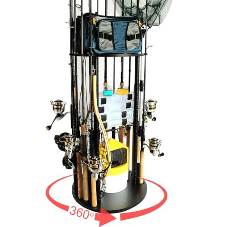 

Держатели для удочек Rush Creek Creations для гаража: Стойка для рыболовных удилищ, вмещает до 12 удилищ и катушек, для мобильного гаража или сарая