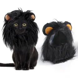 Pet Cosplay Clothes Cat Costume Lion Mane Wig Cap Hat for Small Cat Dog Halloween Christmas Clothes Fancy Dress with Ears