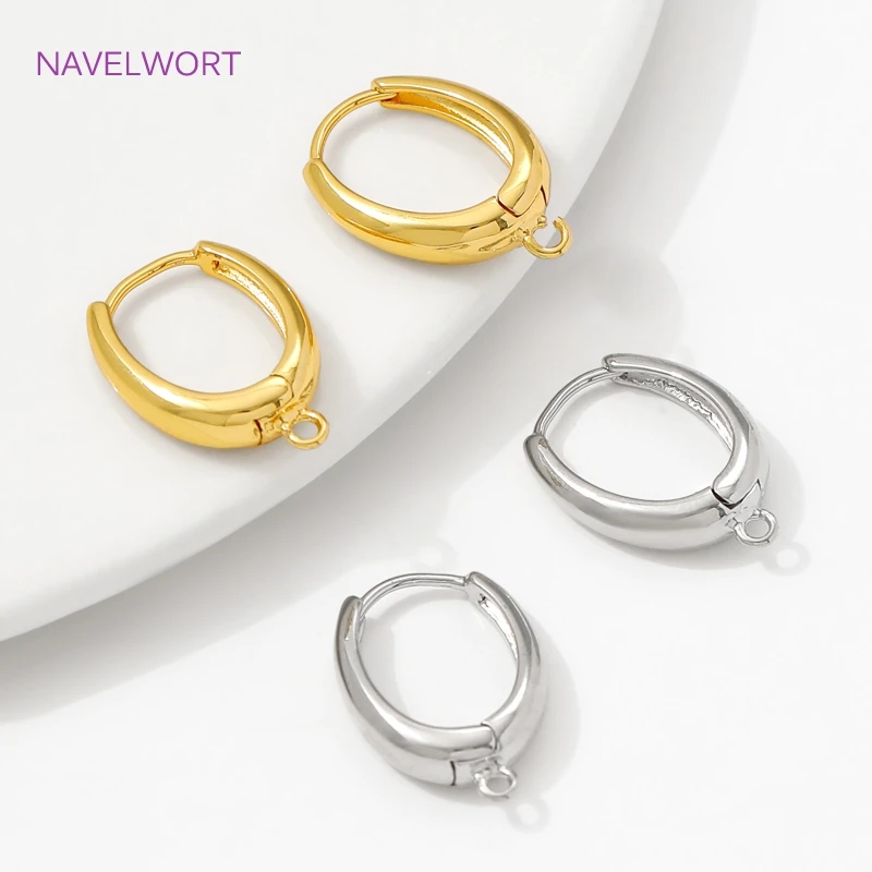 18K Gold Plated Brass Earwires Fasteners,Oval Earring Fixtures,Earring Hook,Accessories For Earrings,DIY Jewelry Making Findings view 4