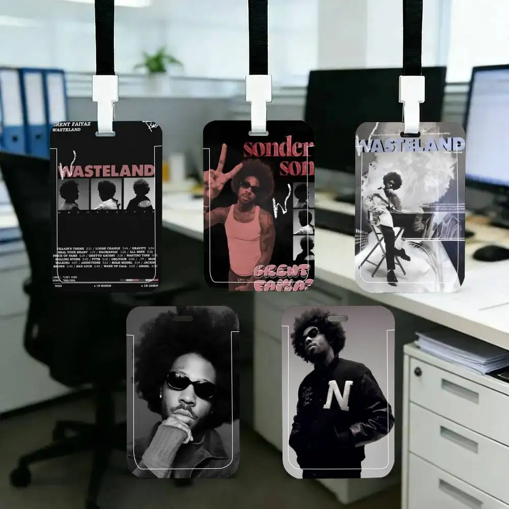 Brent Faiyaz 'Wasteland Music ID Card Holder Neck Strap Pendant Door Badge Holder Lanyards Keychain Work Credential Case Gift