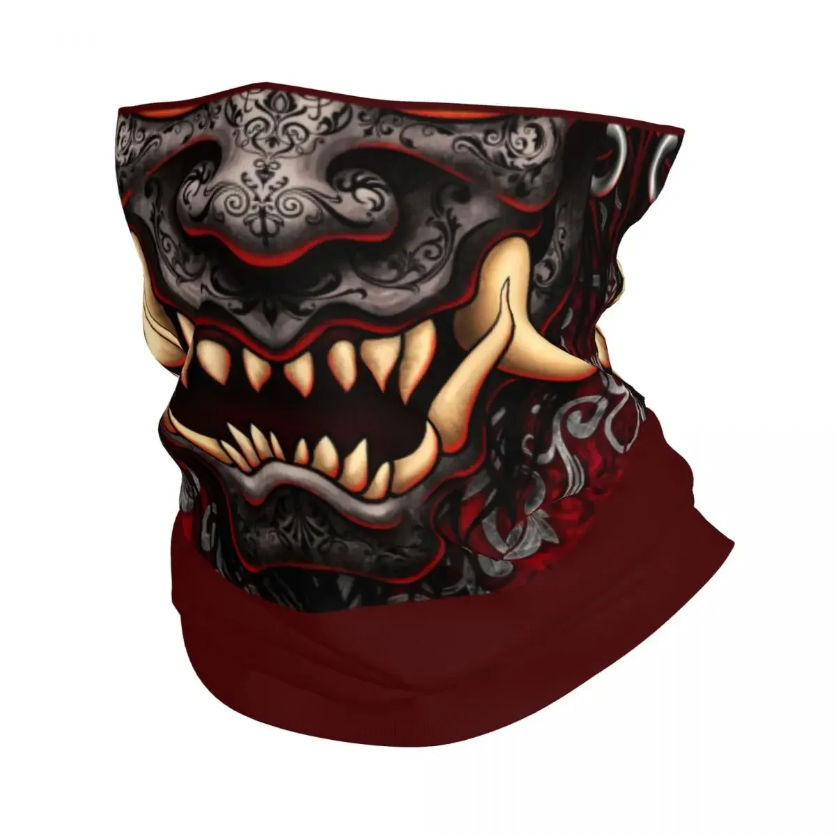 New Custom Gothic Oni Hannya Bandana Neck Gaiter UV Protection Face Scarf Cover Japanese Samurai Demon Headband Tube Balaclava