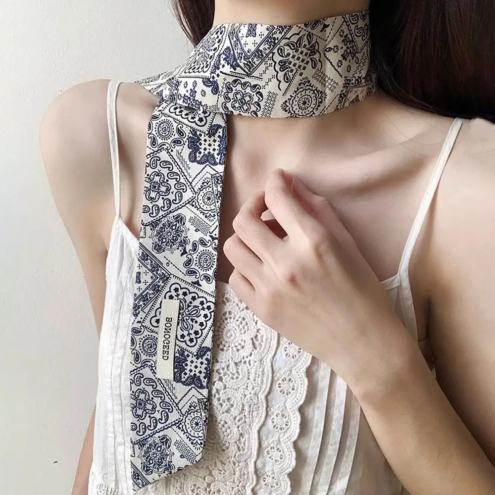 

Fashion Ribbon Floral Scarf Flower Printed Scarf Headband Dressing Decoration Hair Accessories Polka Dot Scarf Beach