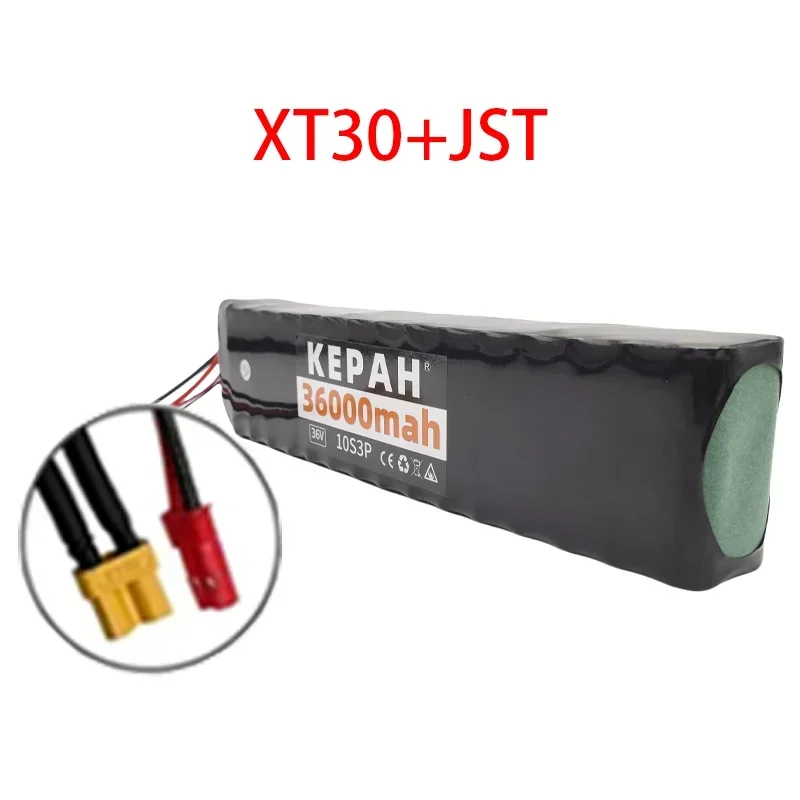 36 V 36 Ah oplaadbare lithiumbatterij 18650 10S3P 500 W vermogen gemodificeerde 36 V elektrische scooterbatterij met BMS, SYP XT60 JST