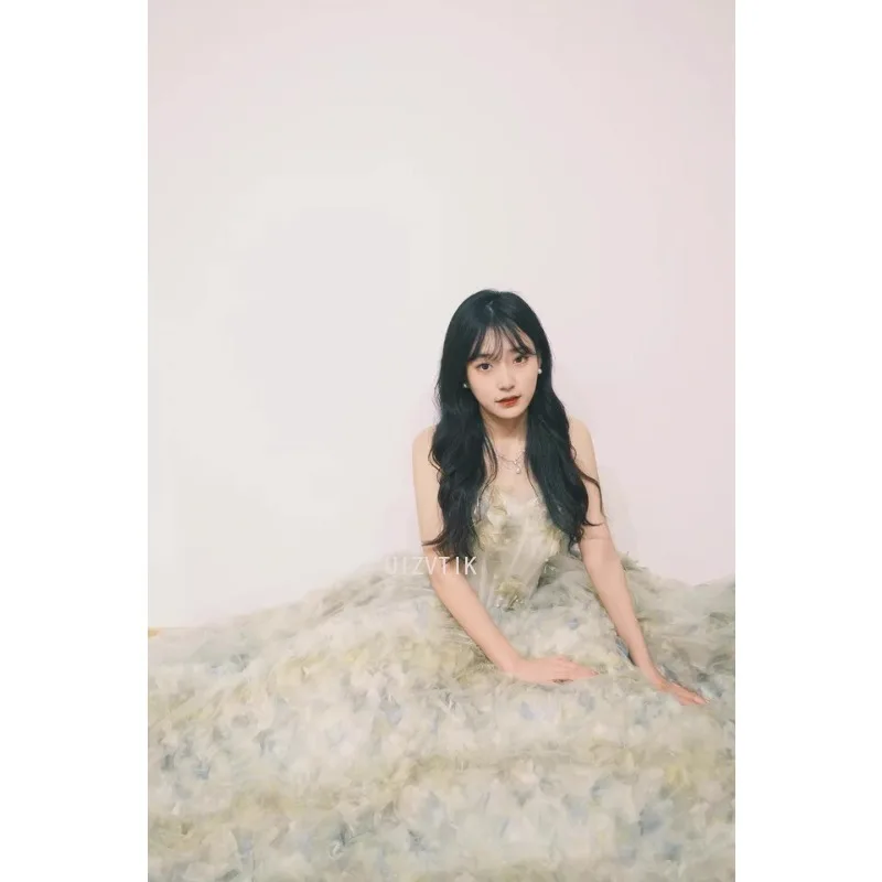 Vestido de novia sin tirantes con flores en 3D de estilo coreano, elegante corte en A, largo Floral azul, vestidos de noche para fiesta, nuevos vestidos de novia para mujer