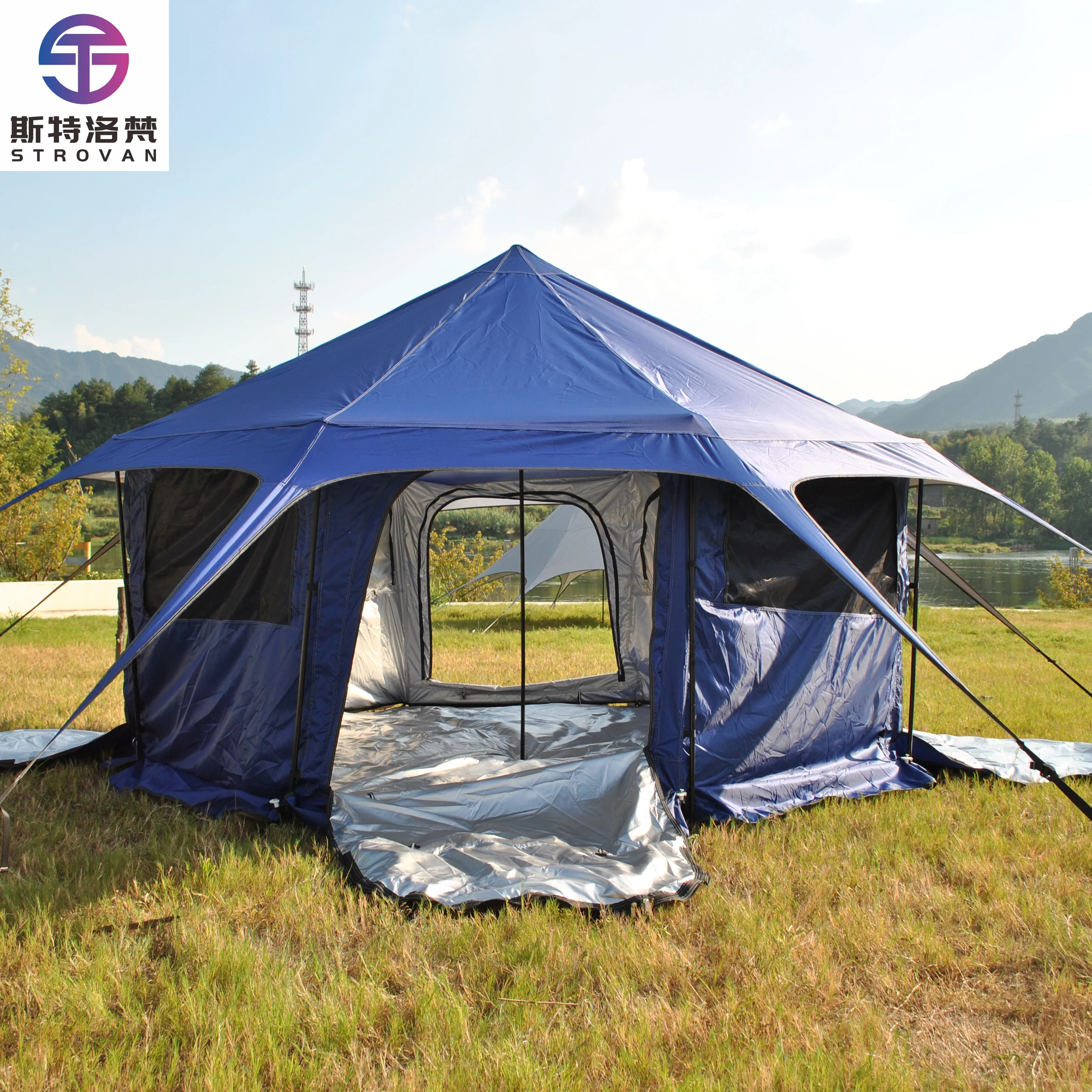 

STLF LZS OUTDOOR Portable Yurt with Footprint, Waterproof 4 Persom Family Camping Bell Tent Oxford Nylon Sun Protection Tent,vin
