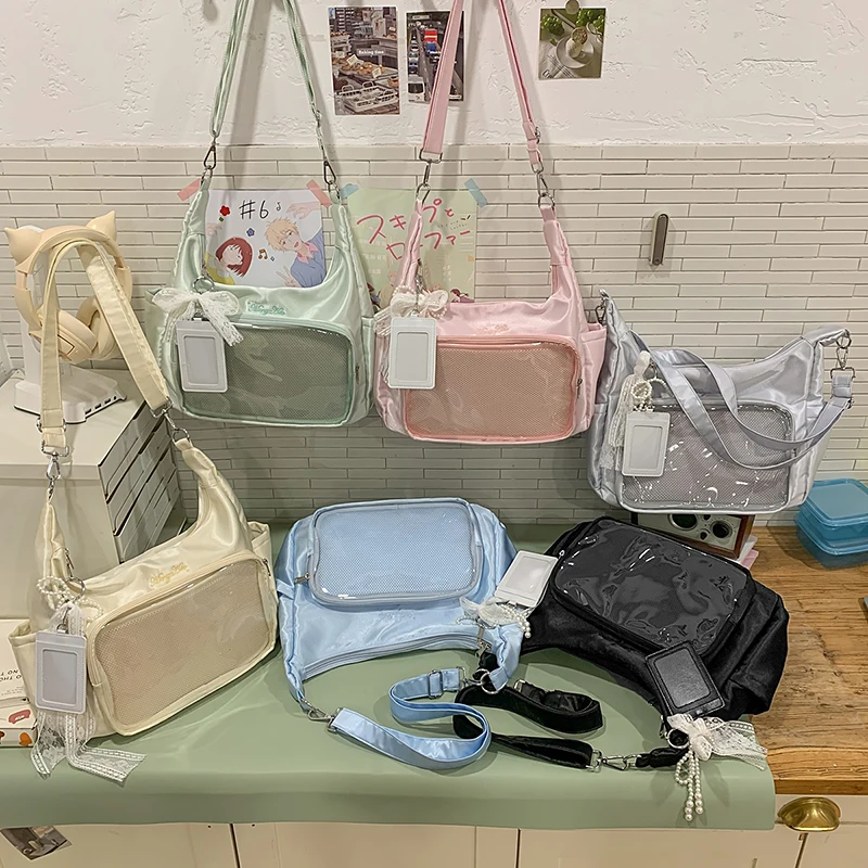 

College Girls Casual Shoulder Bags Japanese Cute Lolita Soft Ita Tote Bags Female Large Capacity Bookbag Pin Display Itabag