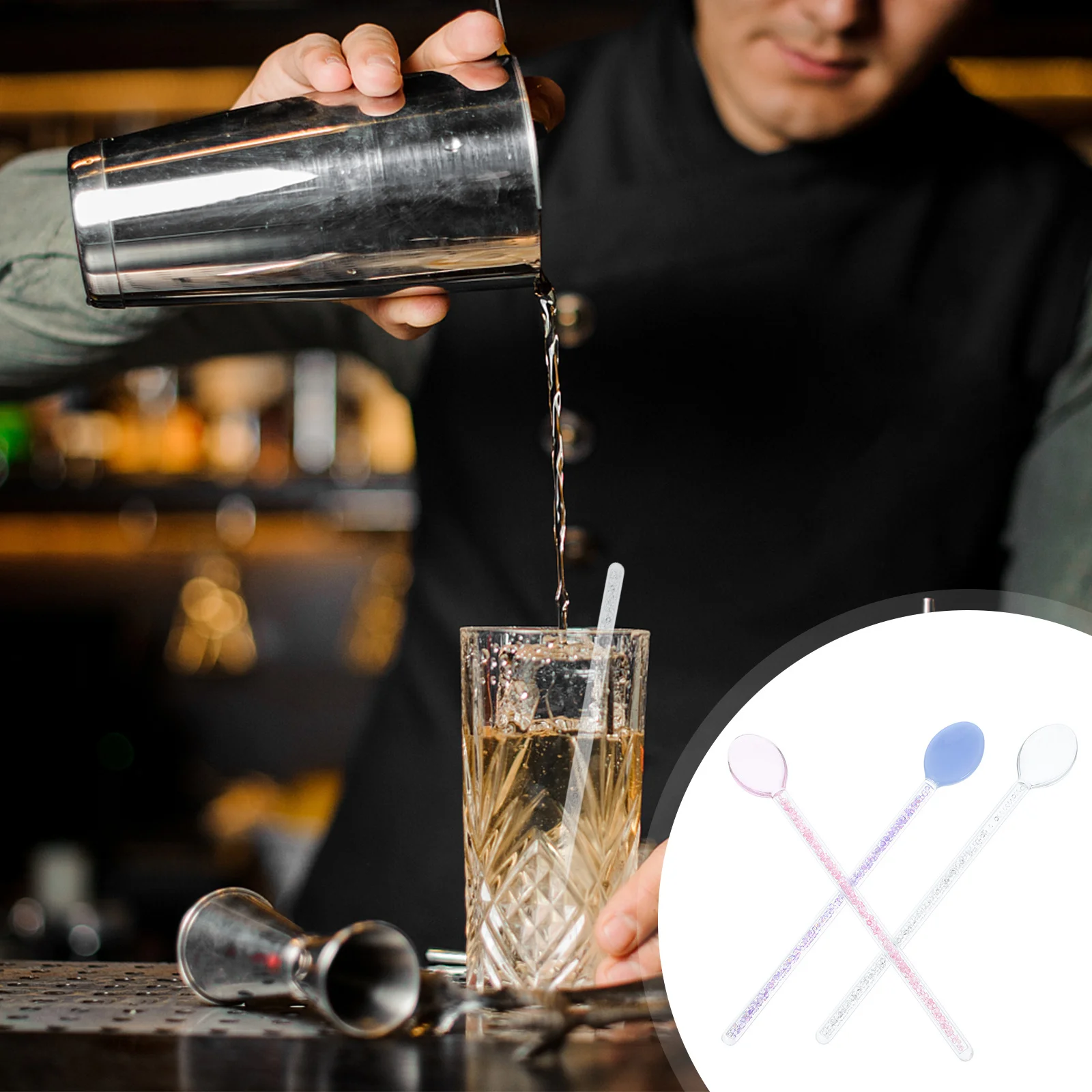 

3Pcs Glass Spoons Long Handle Stirring Spoons Decorative Teaspoons for Home Bar Party Dessert Serving Appetizers