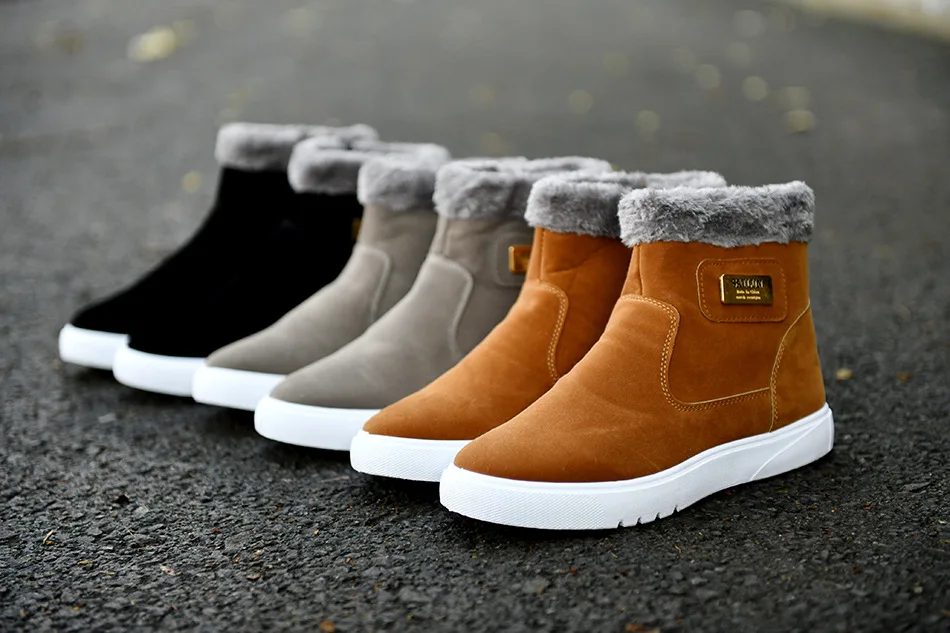 

Winter Snow Boots for Men: Short Boots with Thickened Lining, Warm Mid-Calf Cotton Boots