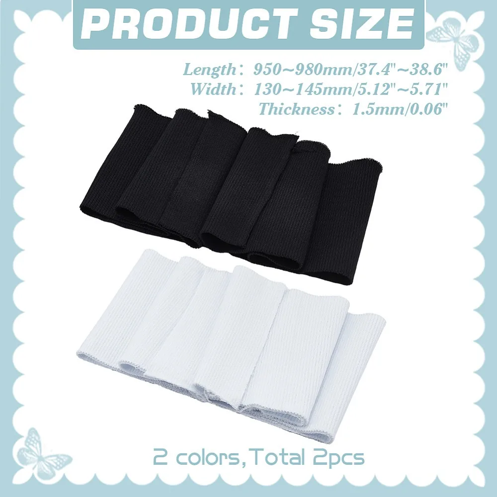 2Pcs 2 Colors Polyester Ribbing Fabric for Cuffs Waistbands Neckline Collar Trim Baseball Sport Clothes Hem Mixed Color