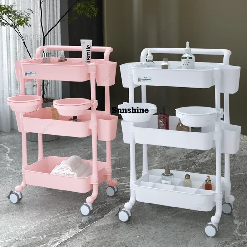 

Plastic Salon Trolley Cart Beauty Salon Tool Trolley with Drawers Multi-level Movable Storage Shelf Spa Beauty Cart h