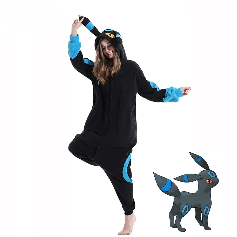 Miniso Cosplay Costume Women Umbreon One-Piece Kigurumi Pajamas Onesie For Halloween Christmas Whole Full Body Pijama Men Anime