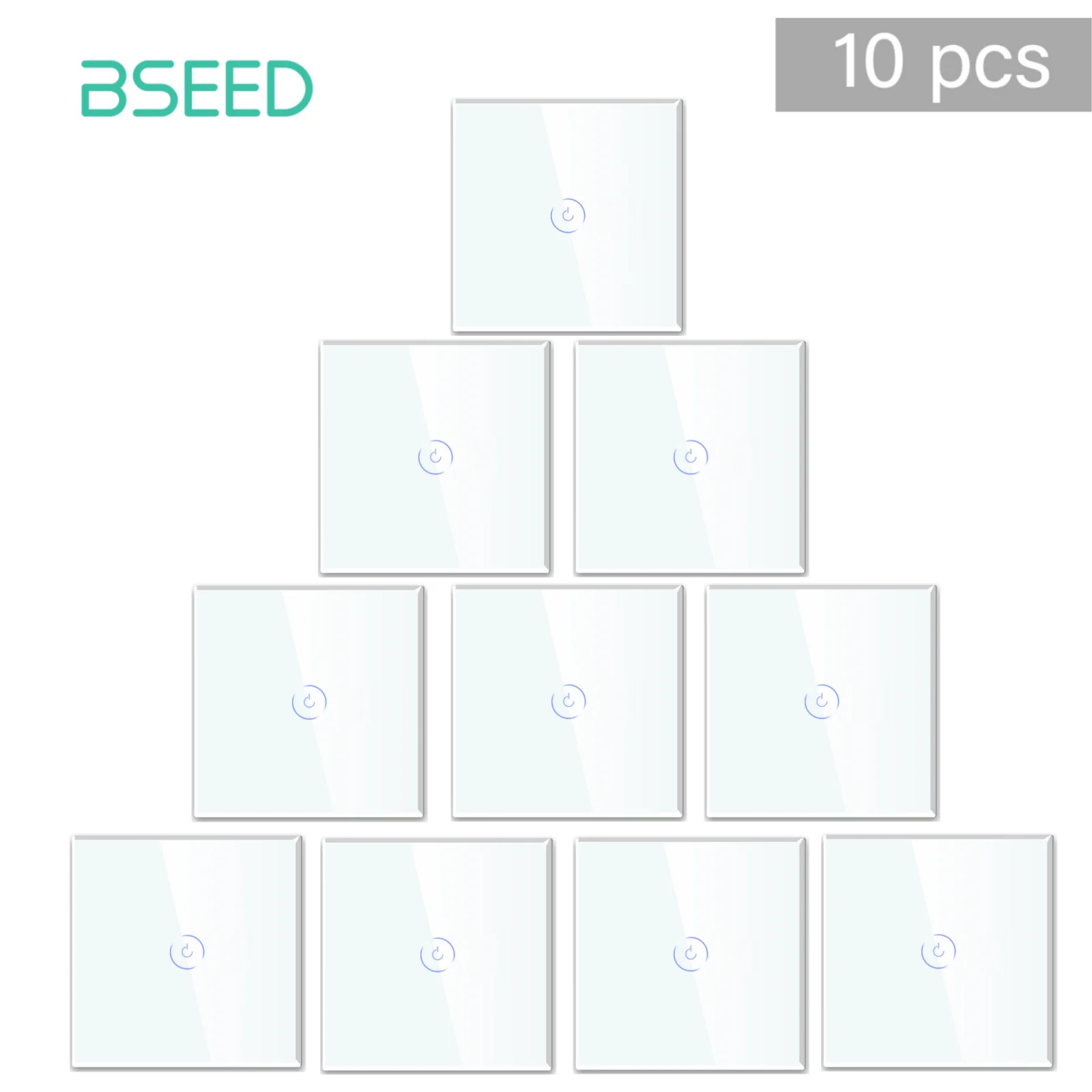 BSEED WIFI Smart Light Switch Tuya Smart Life 1/2/3 Gang APP Multi-Control Trap Schakelaar Met Neutraal Blauw Achtergrondverlichting Glazen Paneel