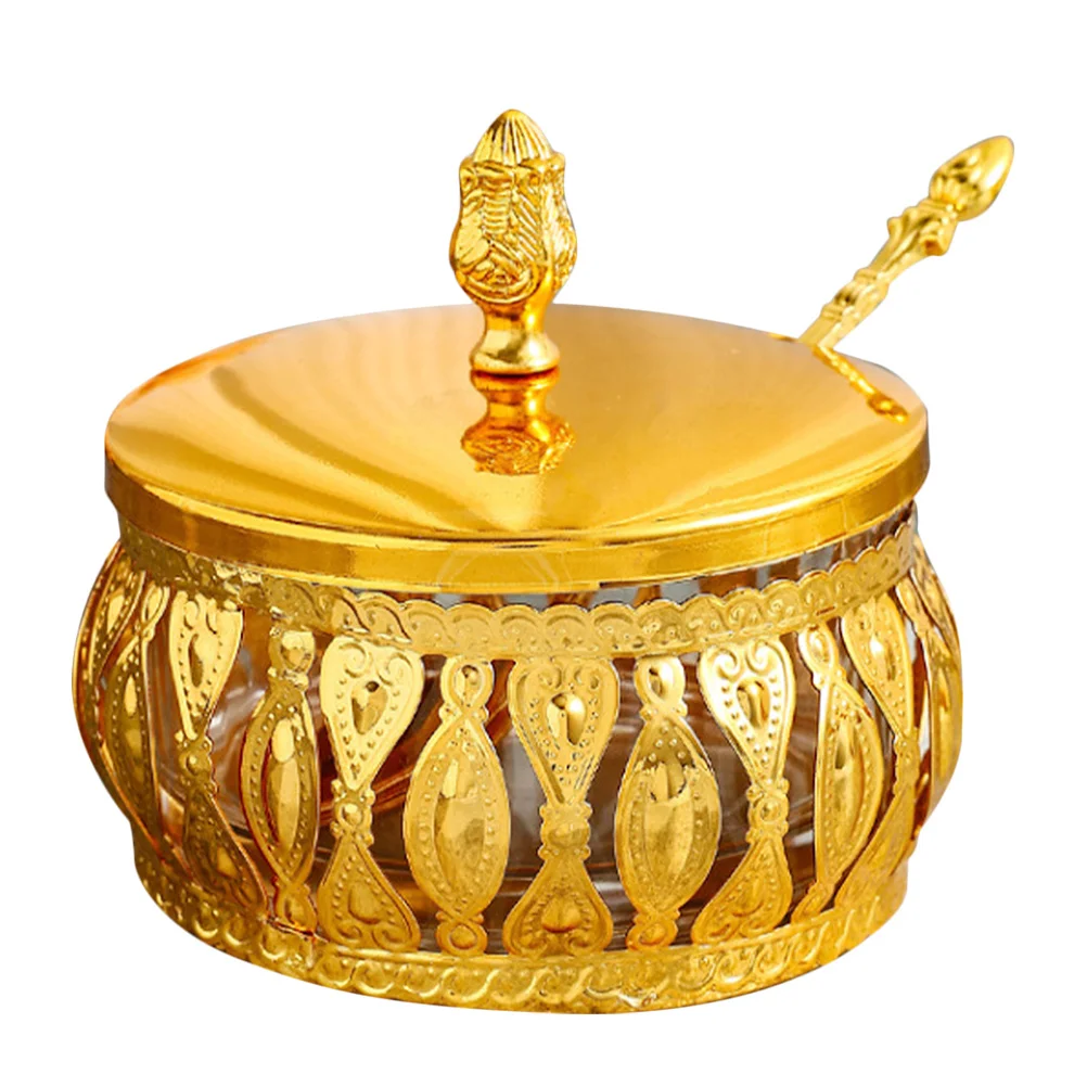 

Sugar Jar With Spoon Multi-Functional Spice Jar For Kitchen Tea Candy Salt Storage European Style Condiment Container Kitchen