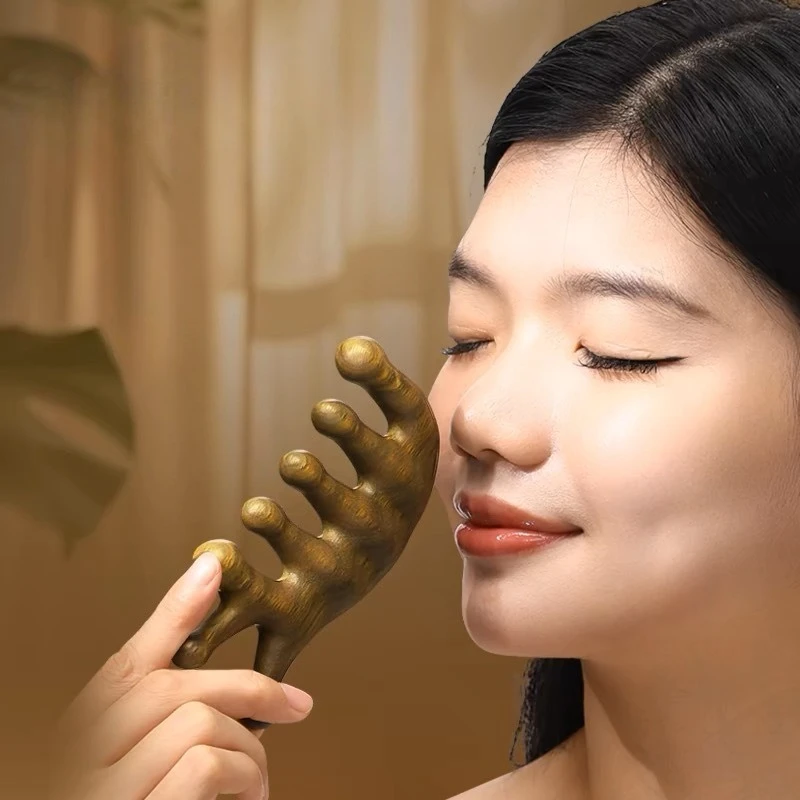 Peine de masaje para terapia de madera, masajeador Gua Sha para el cuero cabelludo, diente ancho de sándalo Facial Natural, masaje corporal raspado Guasha