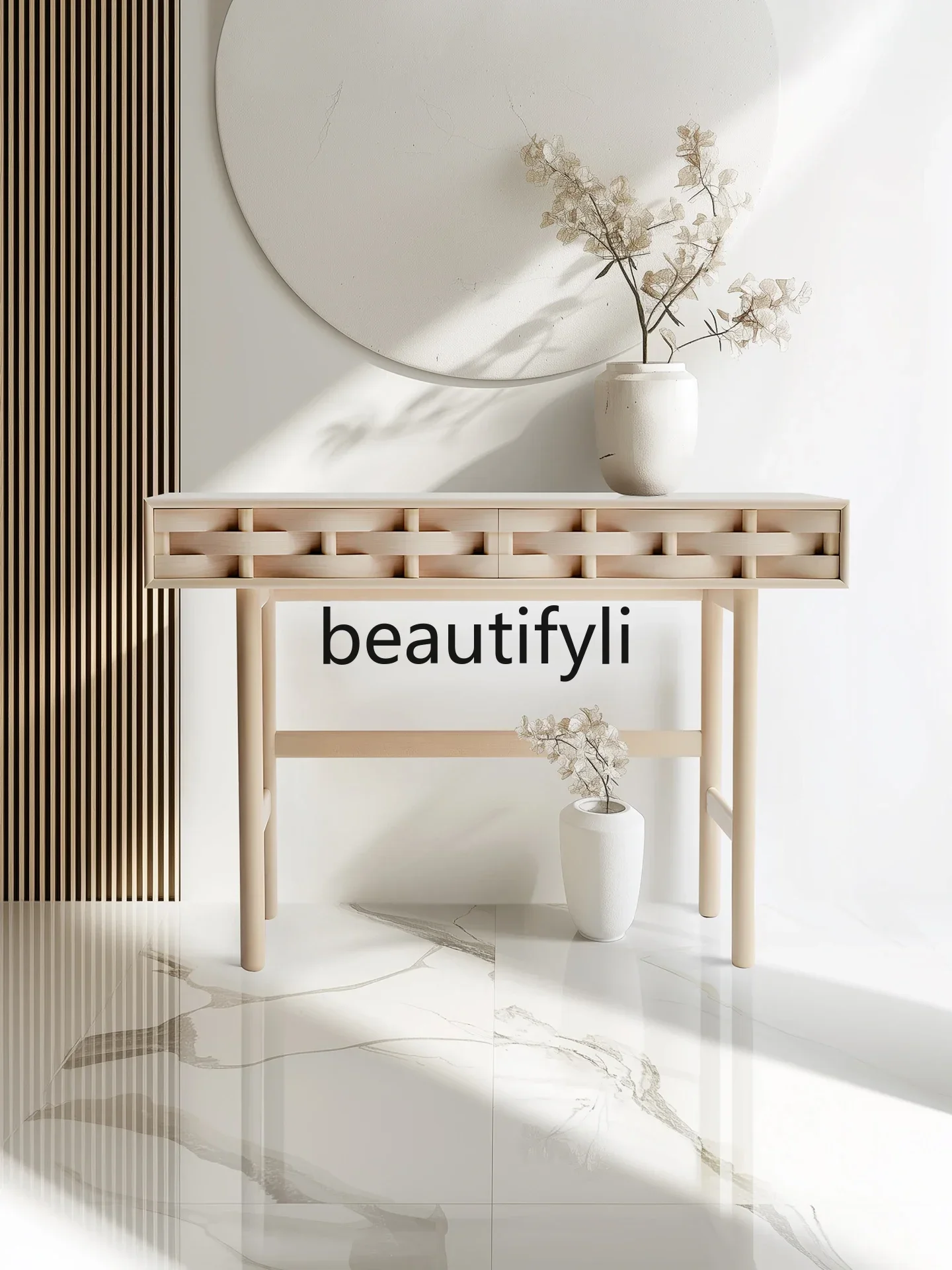 2003 Minimalist Solid Wood Entryway Table High-End Entryway Console Living Room Wall Side Table Display End View Table