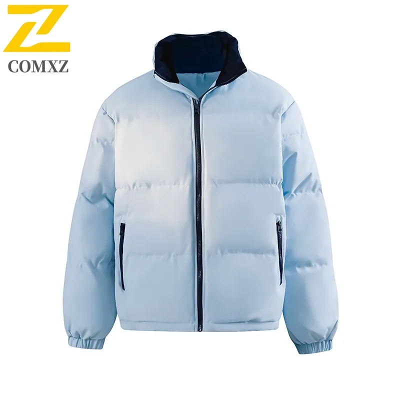 

COMXZ Мужская куртка с воротником-стойкой, ветрозащитная теплая парка в корейском стиле, высококачественное однотонное легкое зимнее хлопковое пальто