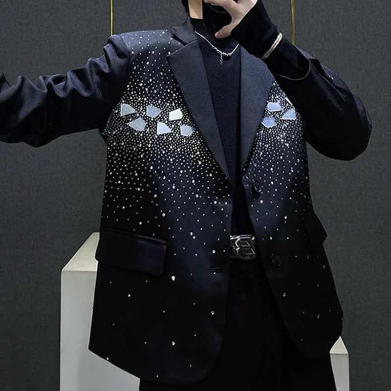 Sequin Decorate Jacket Men Blazer Homme Luxury Korean Punk Jacket Blazer Masculino Shiny Jacket Club Party Blazer Men Stage Suit