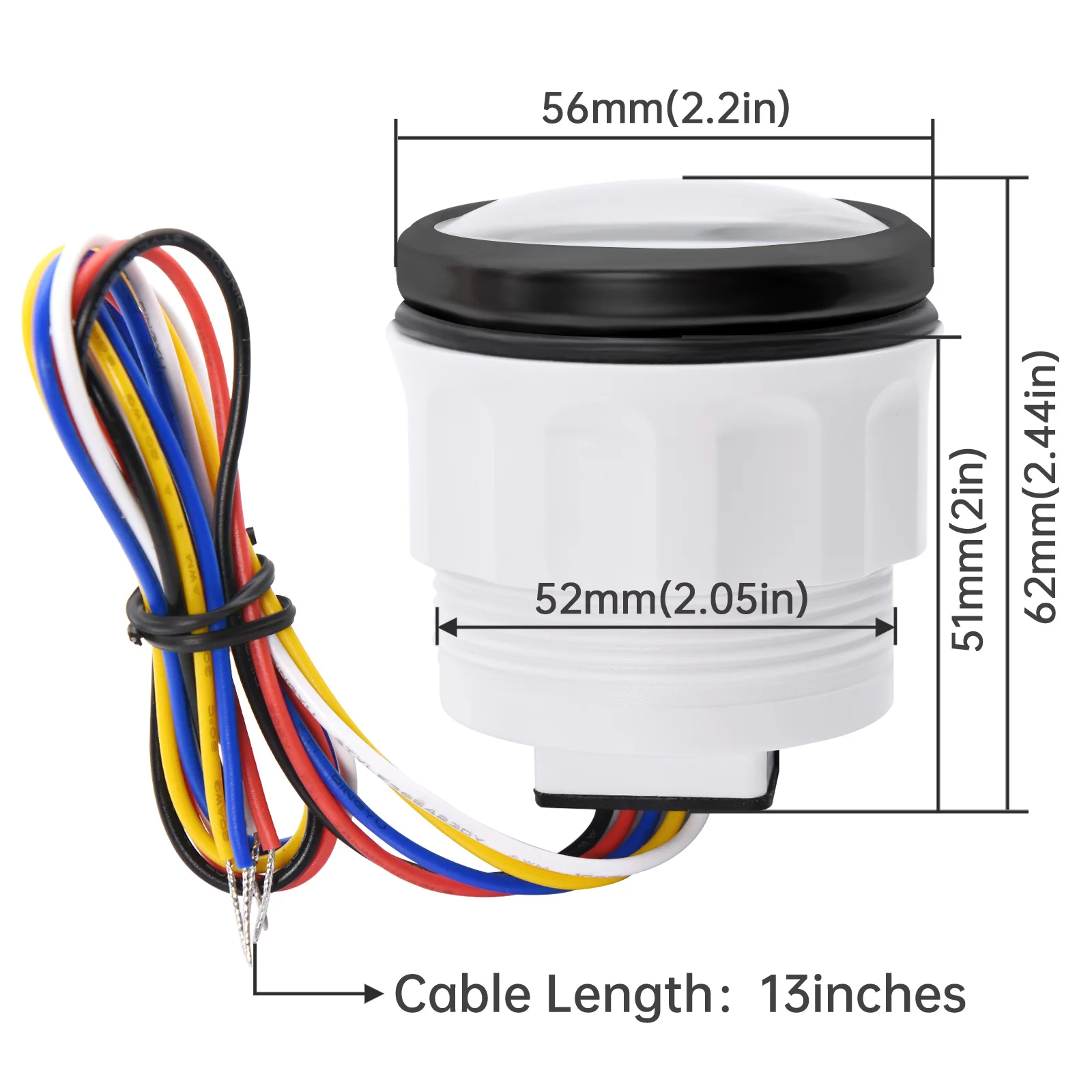 مؤشر 52 مللي متر مقياس ضغط الزيت + مستشعر 1/8NPT 7 ألوان LED مقياس ضغط الزيت 0-5Bar ، 0-10Bar ، 75PSI/150PSI لقارب السيارة العالمي
