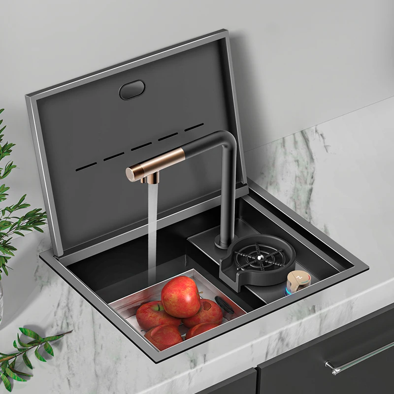 

Hidden slow-down cover cup washer sink bar island counter west kitchen sink cafe dining table