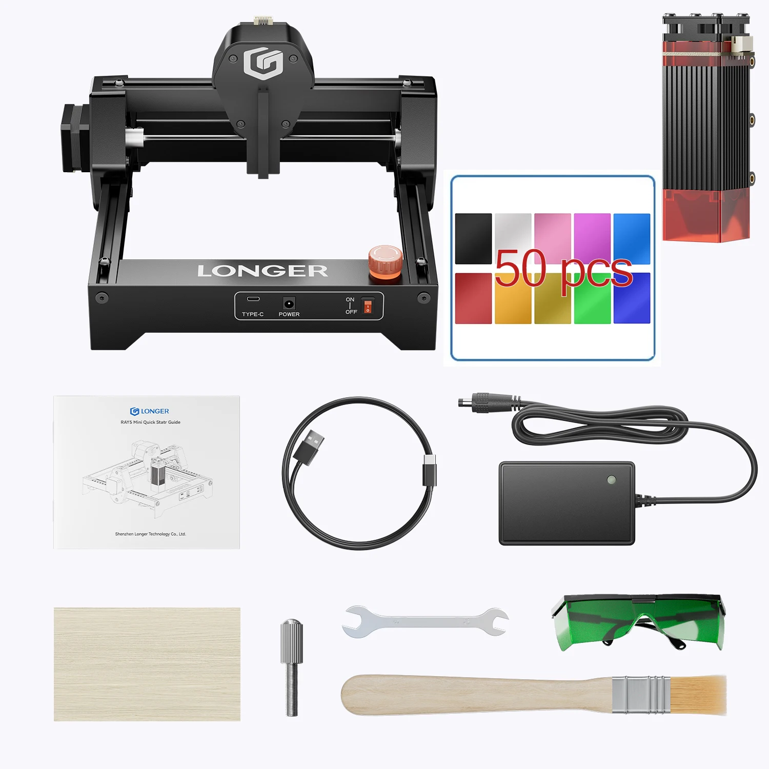 Mini macchina per incisione laser portatile per incisore + occhiali protettivi + 50 pezzi di carte in alluminio materiali metallici accessori KIT fai da te